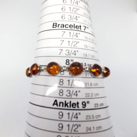 Sterling Silver Amber Round Link Bracelet #20942 - Picture 10 of 10